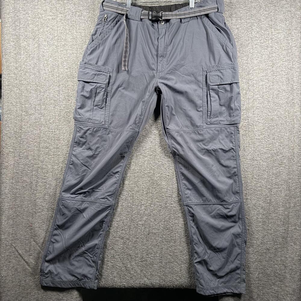 Duluth Trading Co Cargo Pants Mens 2XL Gray Nylon Belted Hiking Outdoor Travel
